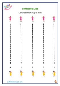 Standing Line Mom Hug Kids Worksheet
