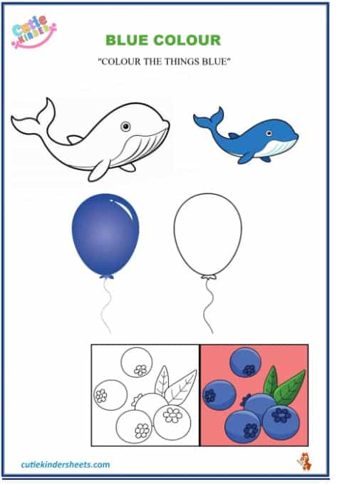 Blue Colour Colouring Kids Worksheet