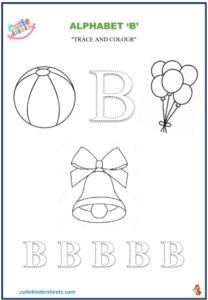 Capital Letter B Colouring Tracing Kids Worksheet