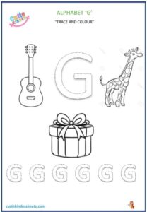 Capital Letter G Colouring Tracing Kids Worksheet