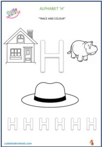 Capital Letter H Colouring Tracing Kids Worksheet