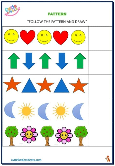Follow The Pattern Kids Worksheet
