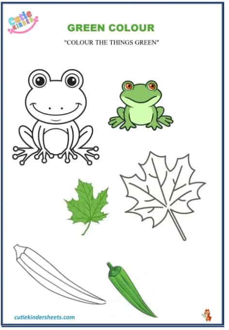 Green Colour Colouring Kids Worksheet