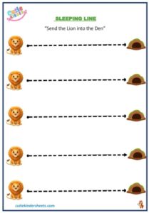 Sleeping Line Lion Den Kids Worksheet