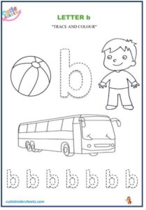 Small Letter b Tracing Colouring Kids Worksheet