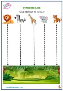 Standing Line Jungle Animals Kids Worksheet