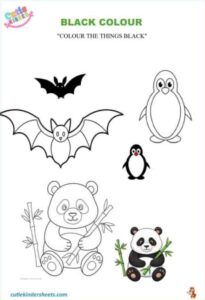 Black Colour Colouring Kids Worksheet