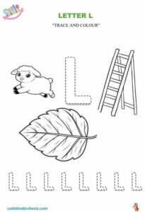 Capital Letter L Colouring Tracing Kids Worksheet