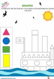 Complete the Picture Colouring Shapes Kids Worksheet