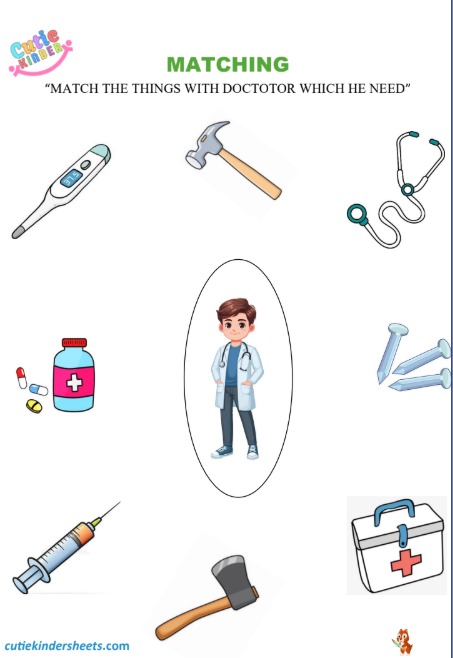 Match Doctor With Needs Kids Worksheet