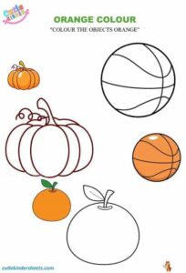 Orange Colour Colouring Kids Worksheet