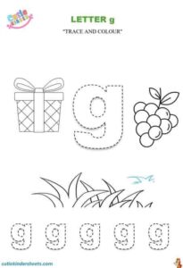 Small Letter g Tracing Colour Kids Worksheet
