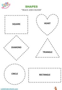 Trace Colour Shapes Kids Worksheet