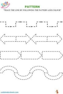 Trace Pattern Colouring Kids Worksheet