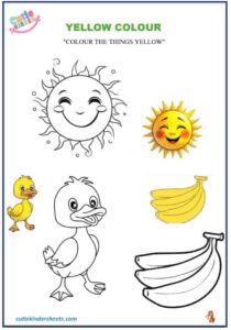 Yellow Colour Colouring Kids Worksheet