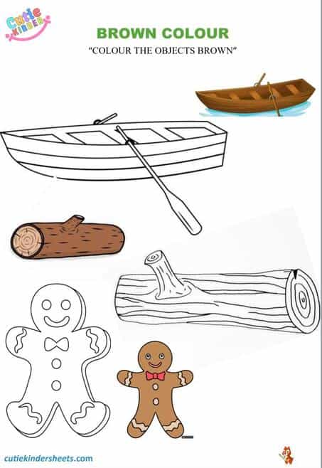 Brown Colour Colouring Kids Worksheet