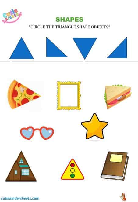 Finding Triangle Shape Objects Kids Worksheet