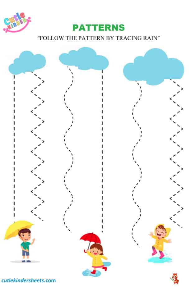 Follow The Pattern Tracing Kids Worksheet