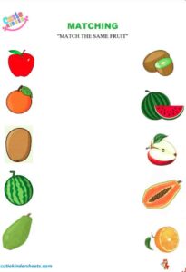 Matching Same Fruits Kids Worksheet