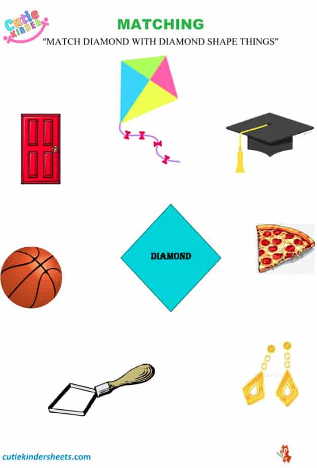 Matching Shapes Diamond Kids Worksheet