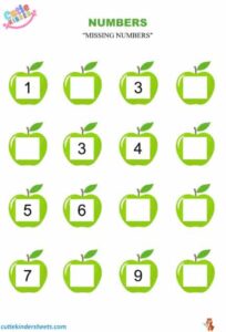 Missing Numbers 1 to 10 Kids Worksheet