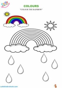 Recognising Rainbow Colours Colouring Kids Worksheet