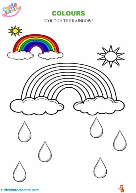 Recognising Rainbow Colours Colouring Kids Worksheet