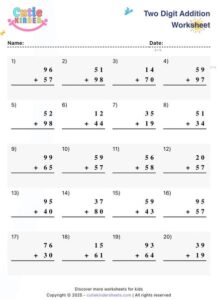 2 Digit Addition Worksheet