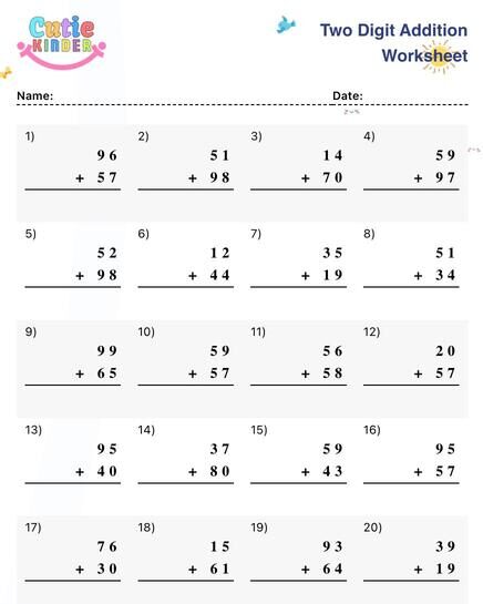 2 Digit Addition Worksheet