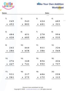 Generate Addition Worksheets for Kids