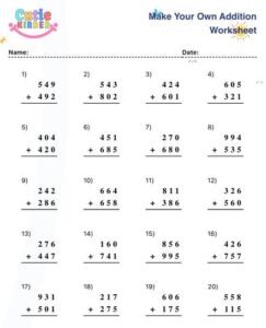 Generate Addition Worksheets for Kids