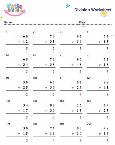 Generate Division Worksheets for Kids