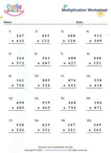 Generate Multiplication Worksheets for Kids