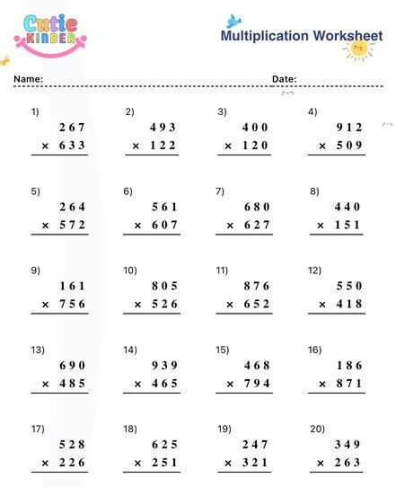 Generate Multiplication Worksheets for Kids