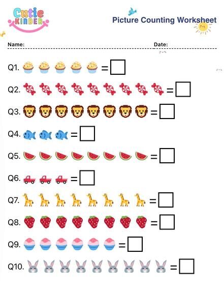 Picture Counting Worksheets Generator