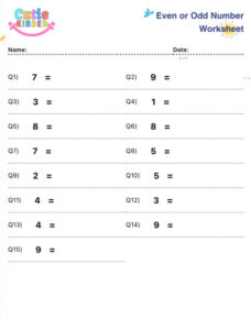 Even or Odd Number Worksheet Generator