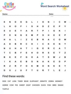 Word Search Puzzles Worksheets Generator
