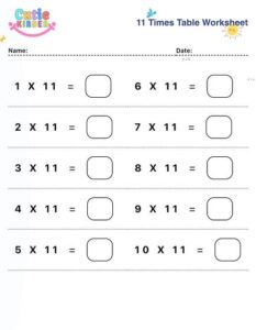 11 Times Table Worksheet
