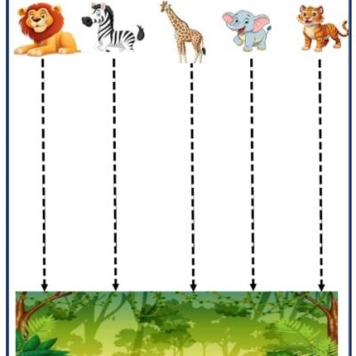 Standing Line Jungle Animals Kids Worksheet